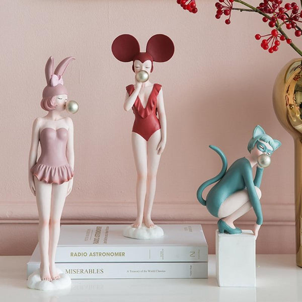 Simple Modern Creative Modern Young Girl Figure Art Sculpture Modern Girl Statue Resin Crafts Home Decoration Wedding Gift R4156