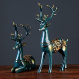 European style 2 Pcs Resin Deer Figurine Statue Home Living Room Decor Crafts Sculpture Creative Gifts Modern Desktop Ornament