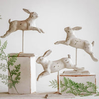 Home Decoration Fashion Jumping Rabbit Sculpture With Stand Ornament Handmade Wedding Decoration Animal Statue Gift Sculpture