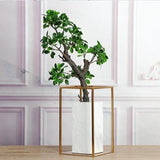 Natural Stone Marble Vase Gold/metal Frame Table Top Luxury Vase Sample Room Luxury Design Vase Flower Pots