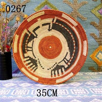 30 cm-39 cm Round Rustic Hand-woven Straw Designer Model Room Background Wall Hanging Decoration Fruit Plate Bowls