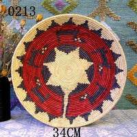 30 cm-39 cm Round Rustic Hand-woven Straw Designer Model Room Background Wall Hanging Decoration Fruit Plate Bowls