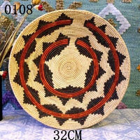 30 cm-39 cm Round Rustic Hand-woven Straw Designer Model Room Background Wall Hanging Decoration Fruit Plate Bowls