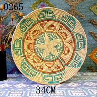 30 cm-39 cm Round Rustic Hand-woven Straw Designer Model Room Background Wall Hanging Decoration Fruit Plate Bowls