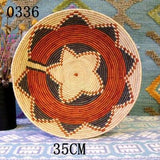 30 cm-39 cm Round Rustic Hand-woven Straw Designer Model Room Background Wall Hanging Decoration Fruit Plate Bowls