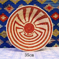 30 cm-39 cm Round Rustic Hand-woven Straw Designer Model Room Background Wall Hanging Decoration Fruit Plate Bowls